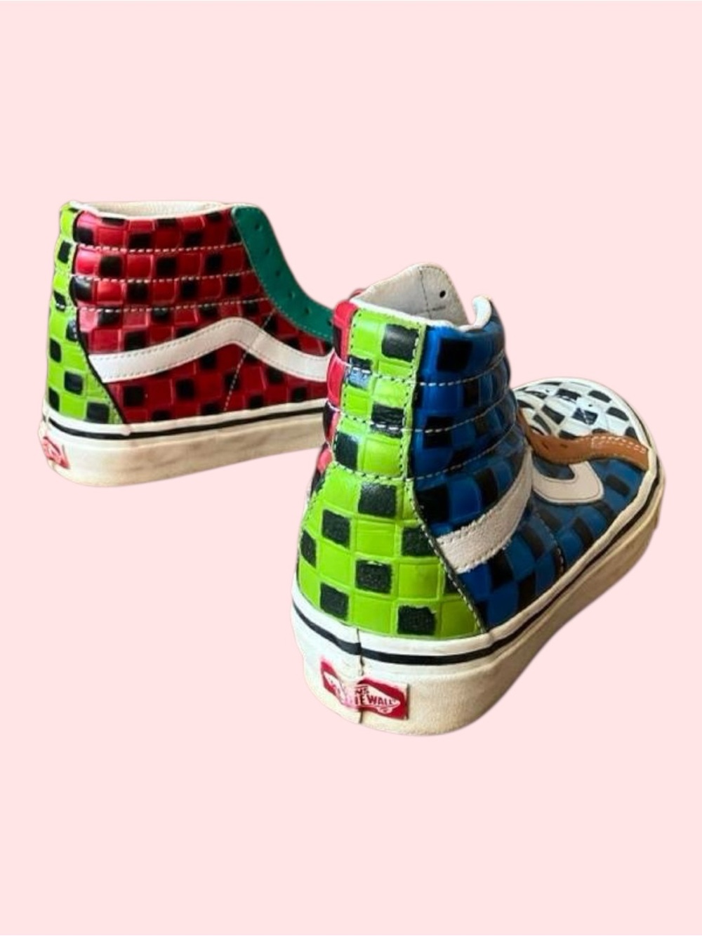 Vans  Men’s Y2K High-Top Checkerboard Sneakers - Blue, Green, Red
